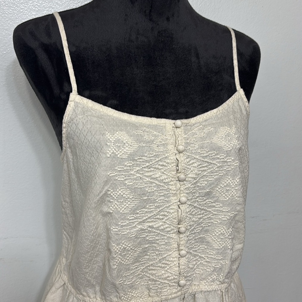 Arizona Jeans Boho Beige Y2K Embroidered Cropped Spaghetti Strap Top Size L - Picture 1 of 6